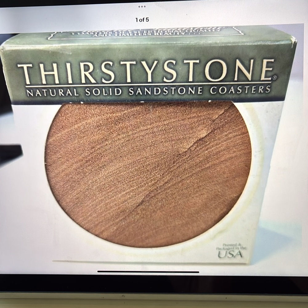 Thirstystone Cork-Backed Stone Coasters Set 4 Brown And Tan NWOT no Box
